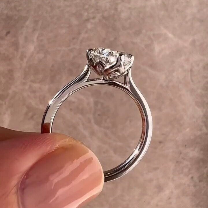 Oval 2.50ct Lab Grown Diamond Ring Cathedral Style Engagement Ring, D-E-F Color, VVS - VS Clarity