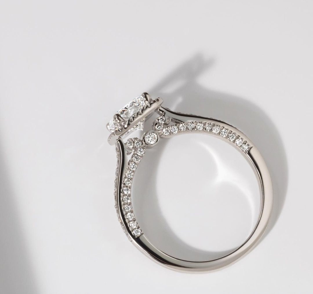 Radiant 1.80tcw Lab Diamond Halo Pave Engagement Ring | IGI Certified D-E-F VVS–VS