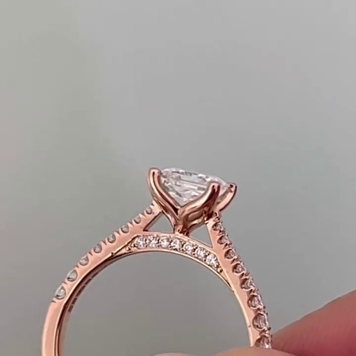 1.20tcw Princess Lab Grown Diamond Cathedral Engagement Ring | DEF Color | VVS–VS Clarity | IGI Certified