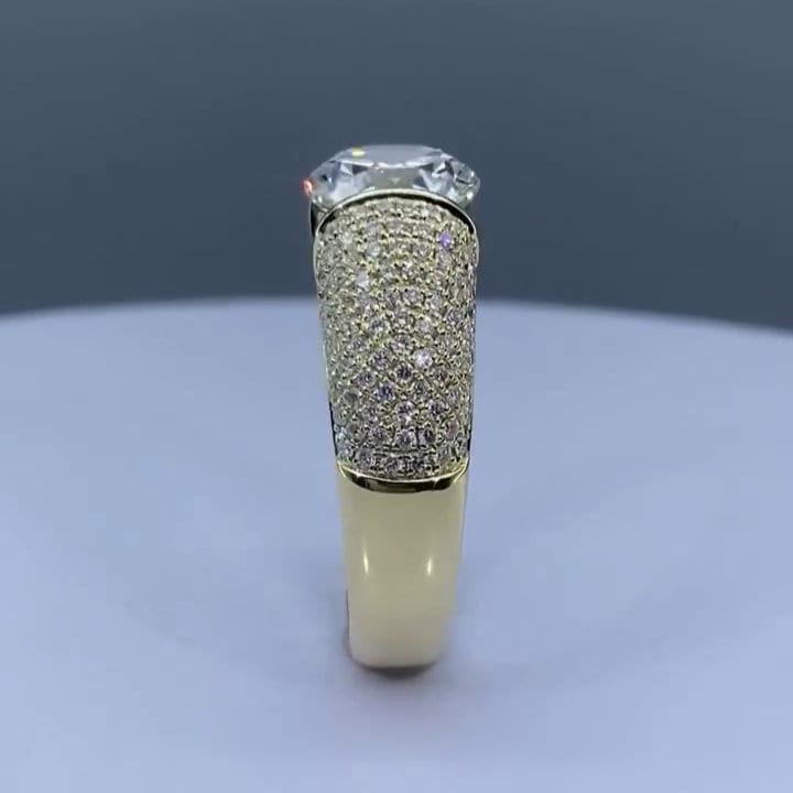 Round 3.00ct Lab Grown Diamond, Tension Pave Men's Ring, DEF Color, VVS-VS Clarity - IGI Certified