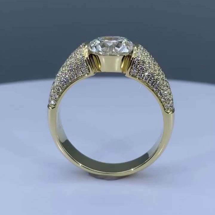 Round 3.00ct Lab Grown Diamond, Tension Pave Men's Ring, DEF Color, VVS-VS Clarity - IGI Certified