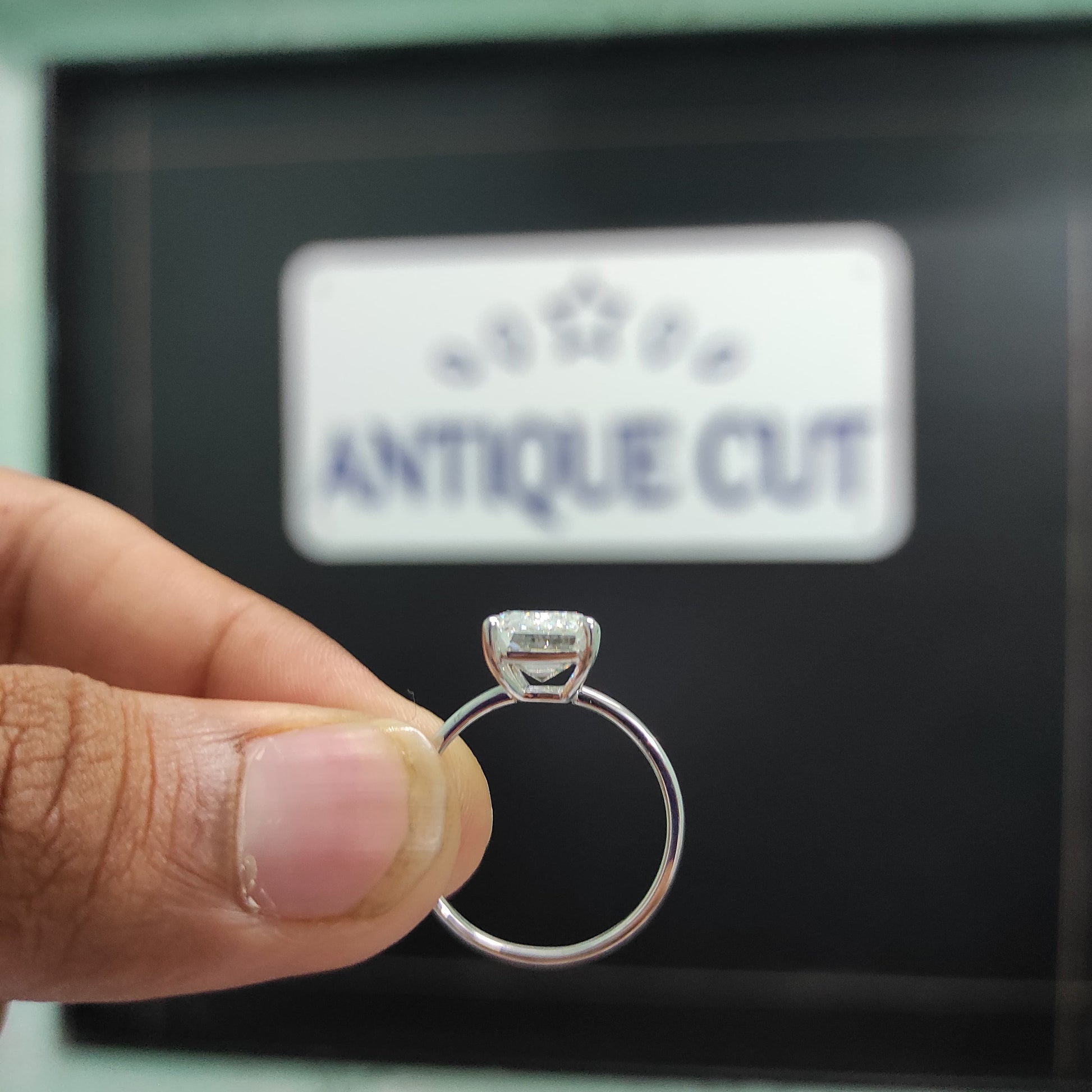 5.50ct Emerald Lab Diamond Solitaire Engagement Ring | IGI Certified | Platinum Setting