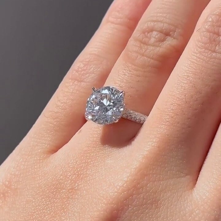 Round 3.00tcw Lab Grown Diamond Ring Hidden Halo Cathedral Style Engagement Ring, EF Color VS Clarity