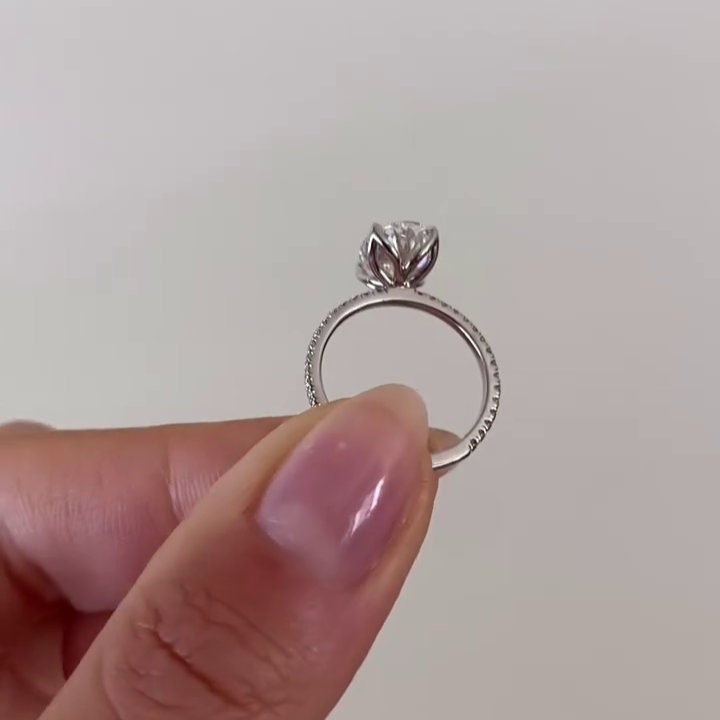 3.40tcw Oval Lab Grown Diamond Engagement Ring | Marquise & Round Side Stones | IGI Certified