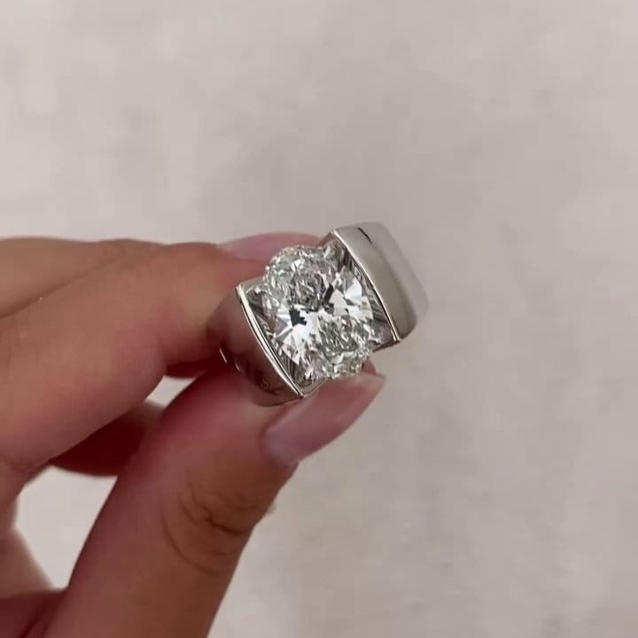 Oval 5.00ct Lab Grown Diamond Men's Channel Set Engagement Ring, D-E-F Color, VVS-VS Cl;arity