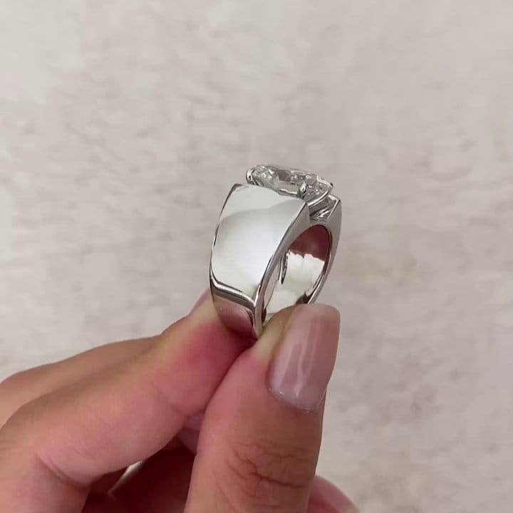 Oval 5.00ct Lab Grown Diamond Men's Channel Set Engagement Ring, D-E-F Color, VVS-VS Cl;arity