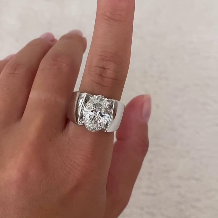 Men’s 5.00ct Oval Lab Grown Diamond Engagement Ring | Channel Set | IGI Certified