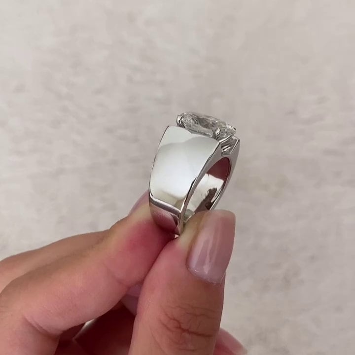 Oval 5.00ct Lab Grown Diamond Men's Channel Set Engagement Ring, D-E-F Color, VVS-VS Cl;arity