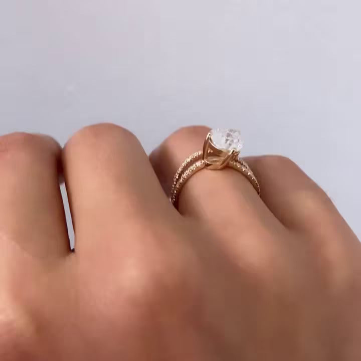 Pear 4.00ct Lab Diamond Double Wave Band Ring | IGI Certified D-E-F Color, VVS–VS Clarity