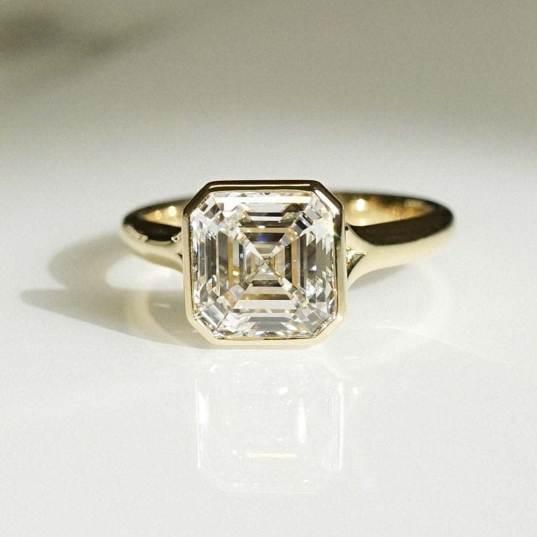 Asscher 2.70ct Lab Diamond Split Bezel Engagement Ring | IGI Certified D-E-F VVS–VS