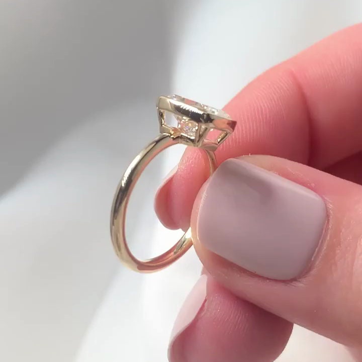 Cushion 2.00ct Lab Grown Diamond  Bezel Set Engagement Ring, D-E-F Color, VVS-VS Clarity