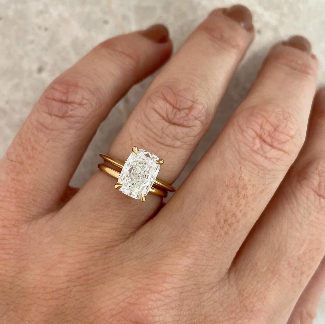 Cushion 2.50ct Lab Grown Diamond Hidden Halo Engagement Ring, DEF Color, VVS-VS Clarity