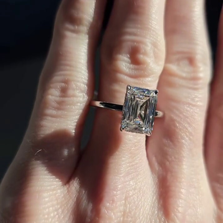 Radiant Cut 4.50tcw Lab Diamond Ring | Rose Gold | IGI Certified | Hidden Halo Design