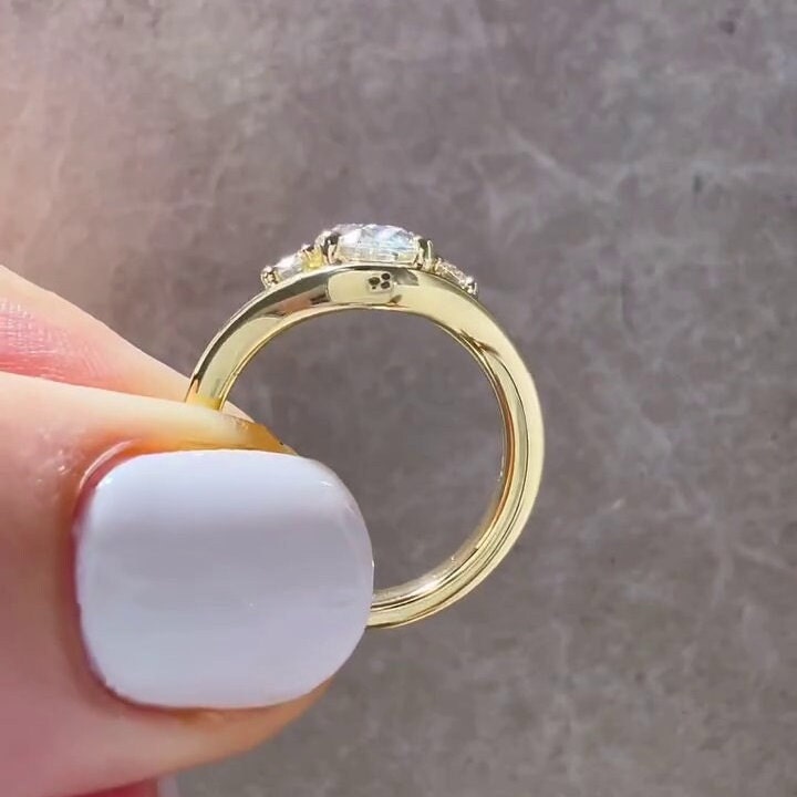 Oval 1.90tcw Lab Grown Diamond Three Stone Split Style Engagement Ring, D-E-F Color, VVS-VS Clarity