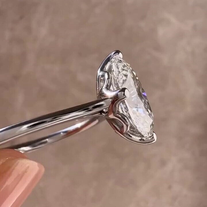 Oval 2.50ct Lab Grown Diamond Ring Cathedral Style Engagement Ring, D-E-F Color, VVS - VS Clarity