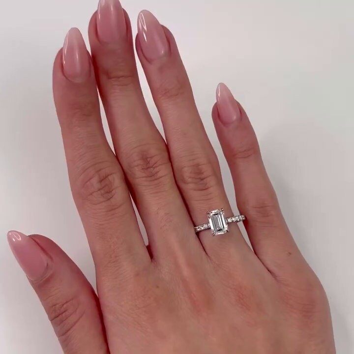 2.20tcw Emerald Lab Diamond Hidden Halo Pavé Ring | IGI Certified | White Gold