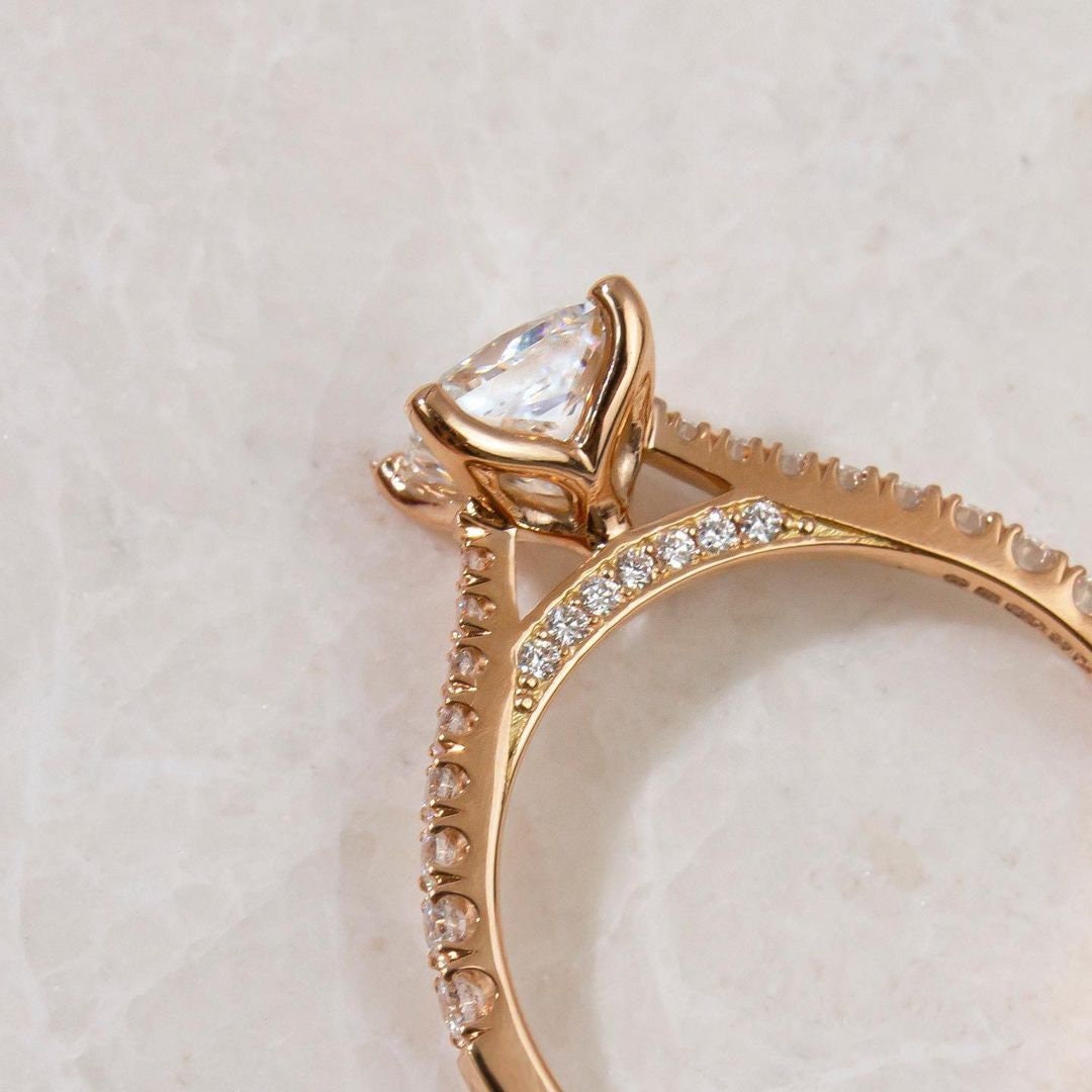1.20tcw Princess Lab Grown Diamond Cathedral Engagement Ring | DEF Color | VVS–VS Clarity | IGI Certified