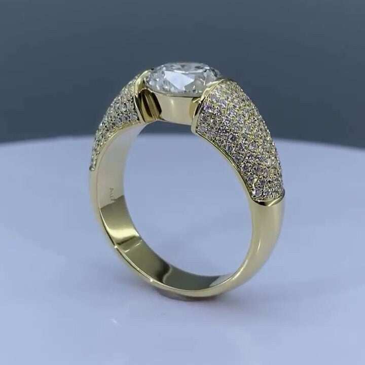 Round 3.00ct Lab Grown Diamond, Tension Pave Men's Ring, DEF Color, VVS-VS Clarity - IGI Certified