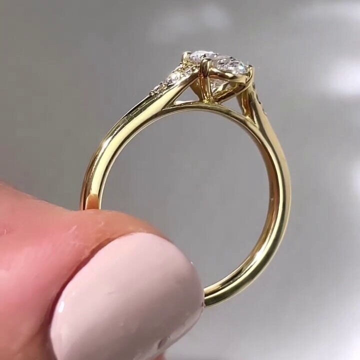 Oval 1.15tcw Lab Grown Diamond Cathedral Style Side Stone Engagement Ring, D-E-F Color, VVS-VS Clarity