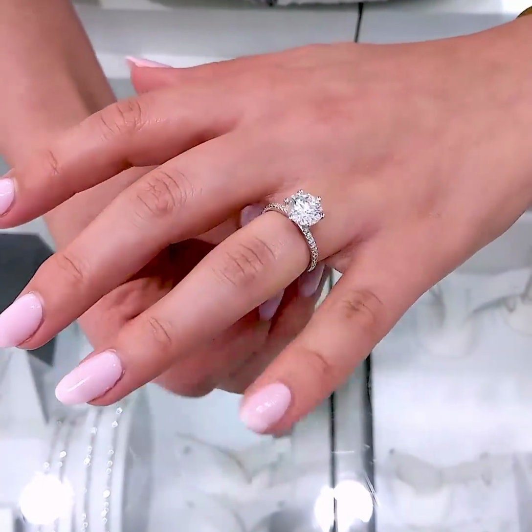 1.50tcw Round Lab Diamond Pave Engagement Ring | IGI Certified | White Gold | Solitaire with Accents