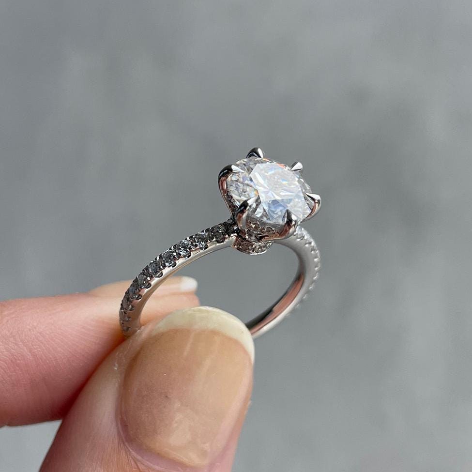 Round 2.50tcw Lab Grown Diamond Hidden Halo Engagement ring, EF color, VS clarity