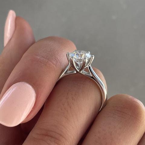 Round 2.00ct Lab Grown Diamond Cathedral Solitaire Engagement ring, DEF Color, VVS - VS Clarity