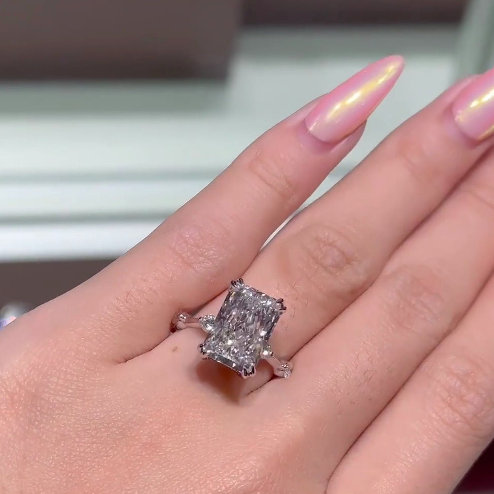 Radiant 5.30tcw Lab Diamond Ring | Hidden Halo & Accent Stones | IGI Certified