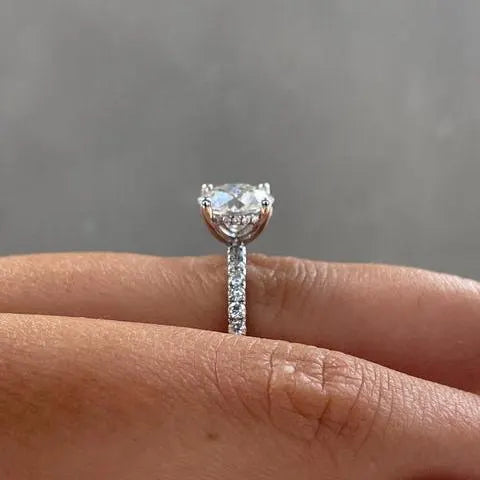 3.60ctw Round Lab Grown Diamond Engagement Ring | Side Stones | IGI Certified | Custom Gold & Platinum
