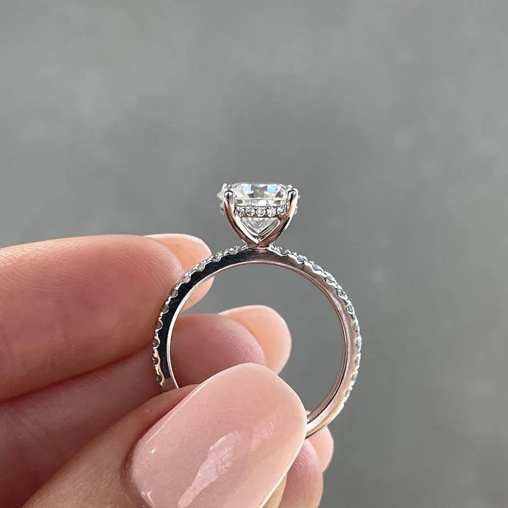 3.60ctw Round Lab Grown Diamond Engagement Ring | Side Stones | IGI Certified | Custom Gold & Platinum