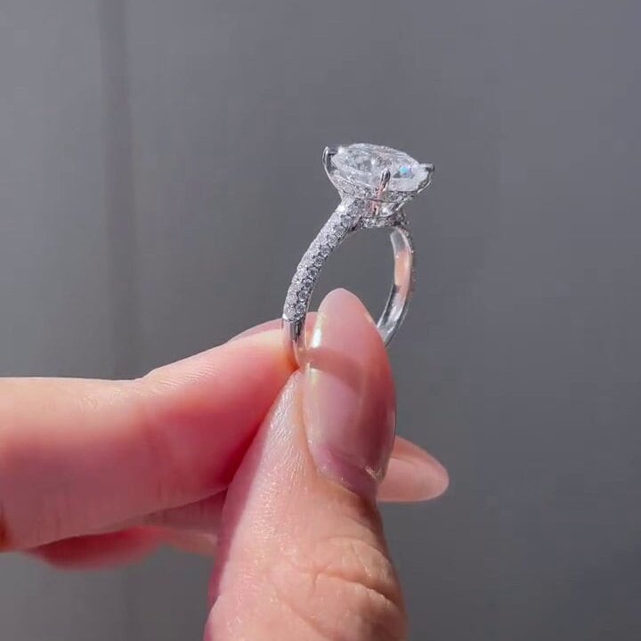 Round 3.00tcw Lab Grown Diamond Ring Hidden Halo Cathedral Style Engagement Ring, EF Color VS Clarity