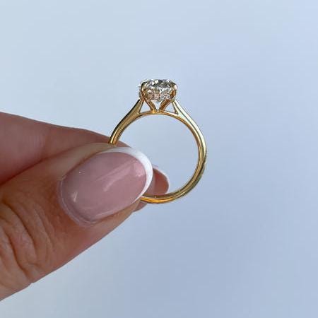 Oval 2.60tcw Lab Grown Diamond Hidden Halo Cathedral Style Engagement Ring, EF Color, VS Clarity