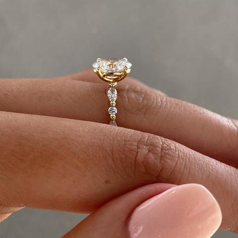 Oval 2.20tcw Lab Grown Diamond Petite Style Band Engagement Ring,  EF Color, VS Clarity