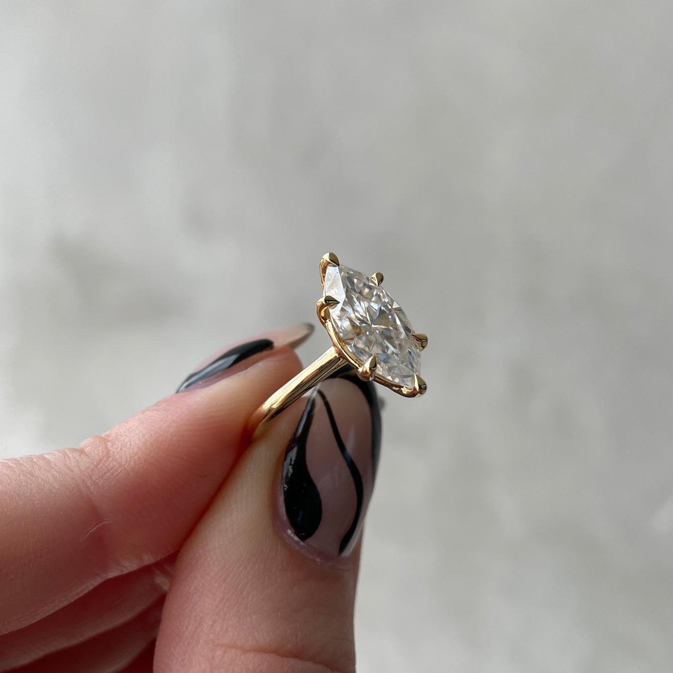 Marquise 2.20ct Lab Grown Diamond 6 Claw Solitaire Engagement ring, DEF Color, VVS-VS Clarity