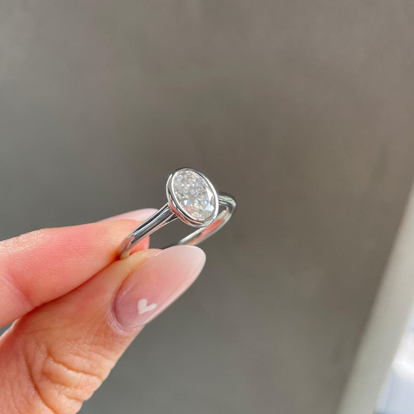 Oval 2.00ct Lab Grown Diamond Cathedral Bezel Engagement ring, DEF Color, VVS-VS Clarity
