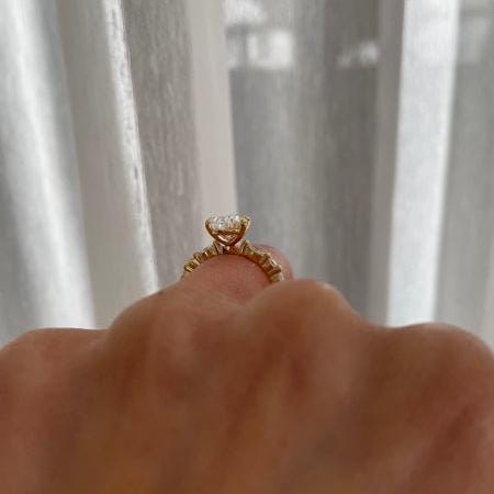 Pear 3.00tcw Lab Grown Diamond Accent band Engagement ring, EF Color, VS Clarity - IGI Certificate