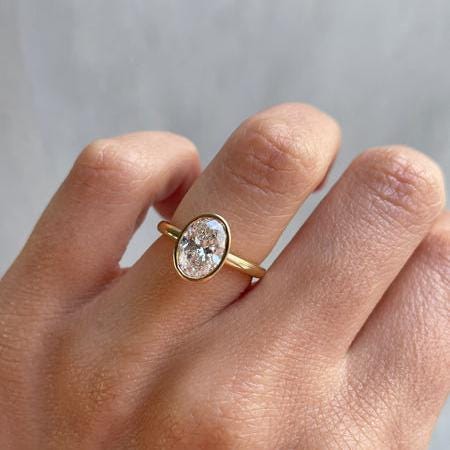 Oval 1.50ct Lab Grown Diamond Bezel Set Engagement Ring, D-E-F Color, VVS-VS Clarity, IGI Certificate