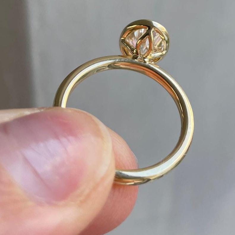 Oval 1.50ct Lab Grown Diamond Bezel Set Engagement Ring, D-E-F Color, VVS-VS Clarity, IGI Certificate