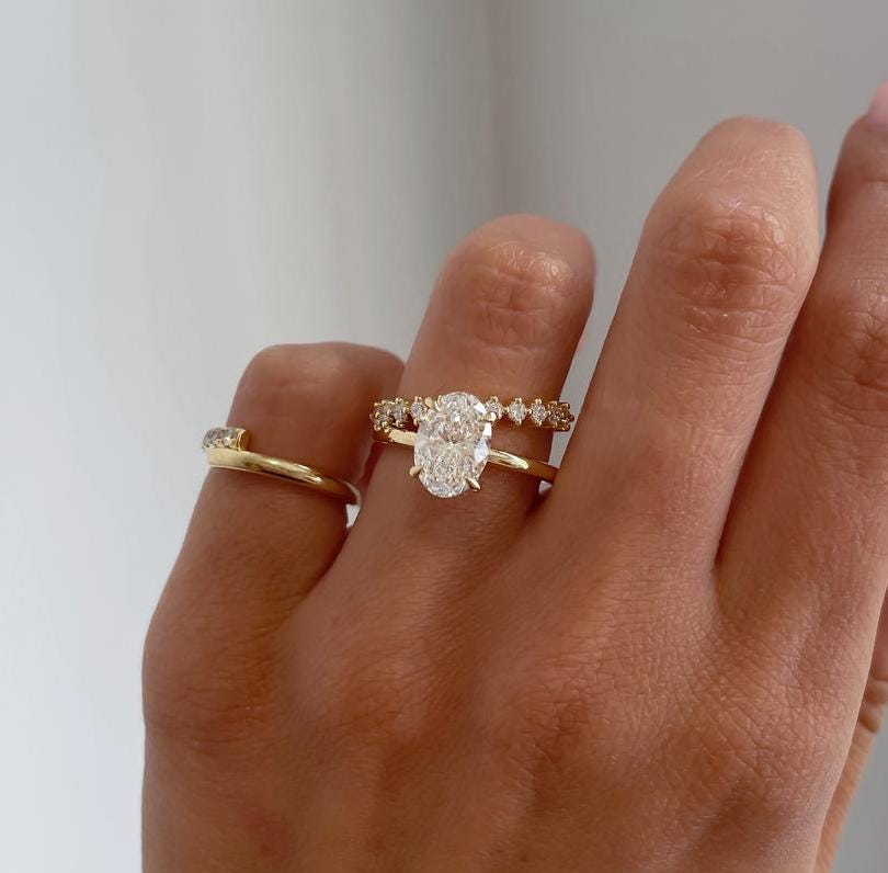 2.80tcw Oval Lab Grown Diamond Engagement Ring | Double Band Solitaire | IGI Certified