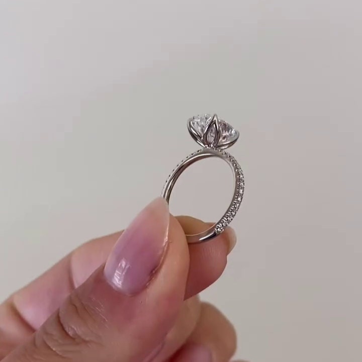 3.40tcw Oval Lab Grown Diamond Engagement Ring | Marquise & Round Side Stones | IGI Certified