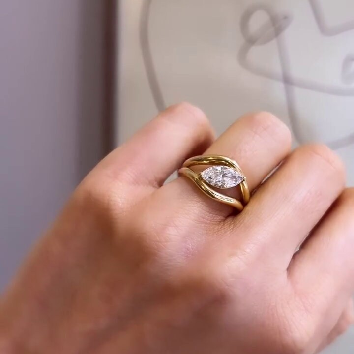 Marquise Lab Grown Diamond Engagement Ring, EF Color, VS