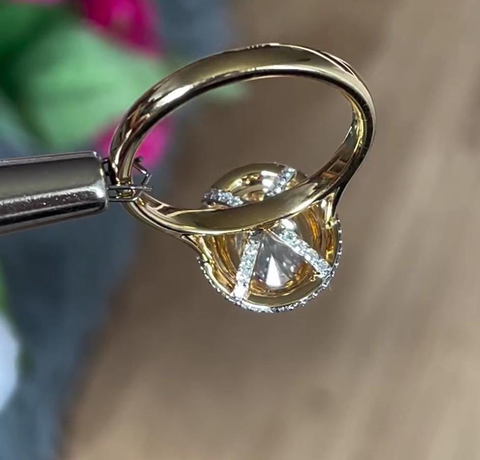 Oval 3.30tcw Lab Grown Diamond Tripple Halo Engagement Ring, D-E-F Color, VVS-VS Clarity