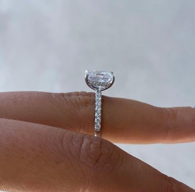 Radiant 3.50tcw Lab Grown Diamond Pave Engagement Ring, D-E-F Color, VVS-VS Clarity