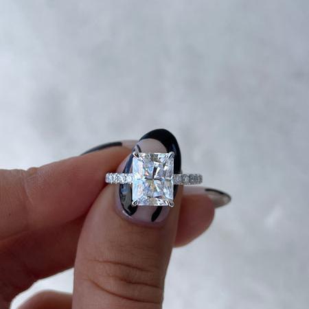 Radiant 3.50tcw Lab Grown Diamond Pave Engagement Ring, D-E-F Color, VVS-VS Clarity