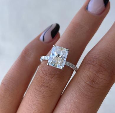 Radiant 3.50tcw Lab Grown Diamond Pave Engagement Ring, D-E-F Color, VVS-VS Clarity