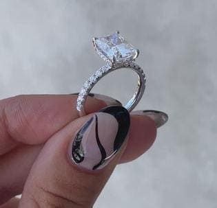 Radiant 3.50tcw Lab Grown Diamond Pave Engagement Ring, D-E-F Color, VVS-VS Clarity