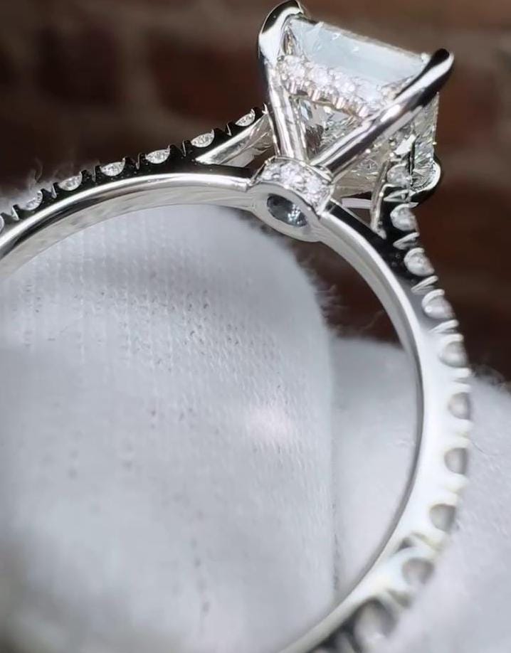 Princess 2.20tcw Lab Grown Diamond Hidden Halo Engagement Ring, D-E-F Color, VVS-VS Clarity - IGI Certified