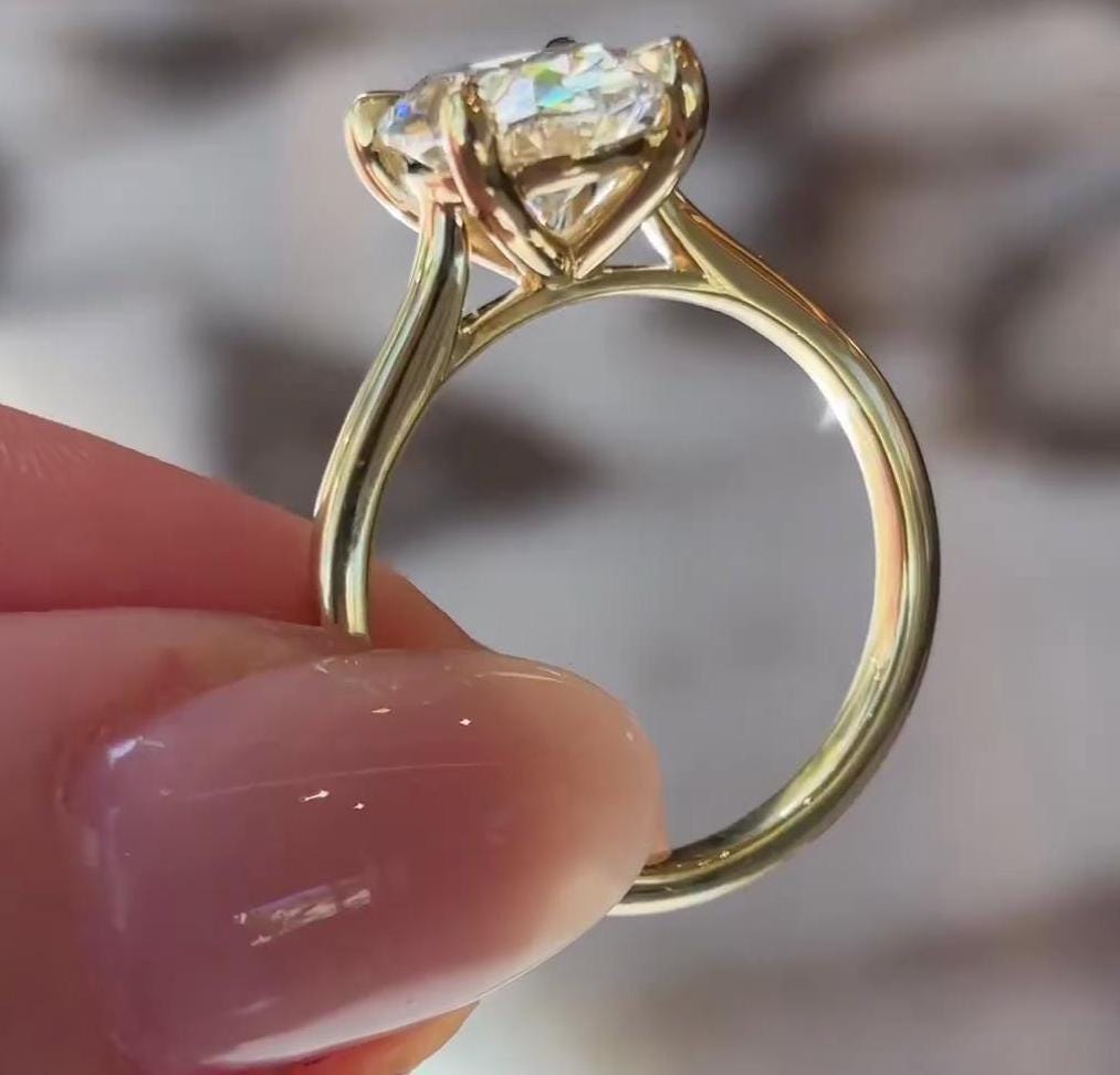 Oval 3.00ct Lab Grown Diamond Cathedral Setting Engagement Ring, D-E-F Color, VVS-VS Clarity, IGI Certificate