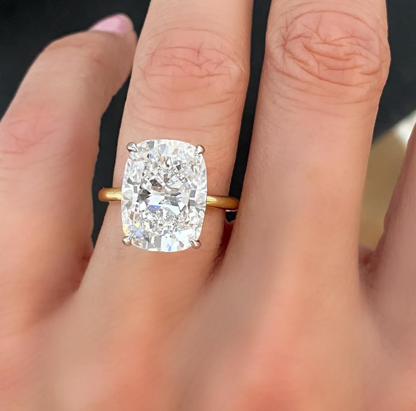 Cushion 7ct Lab Grown Diamond Engagement Ring, D-E-F Color, VVS-VS Clarity - IGI Certificate