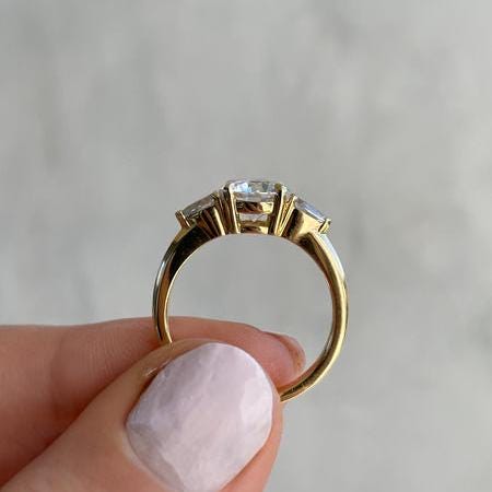 Round 2.50tcw Lab Grown Diamond Three Stone Engagement ring, DEF Color, VVS-VS Clarity
