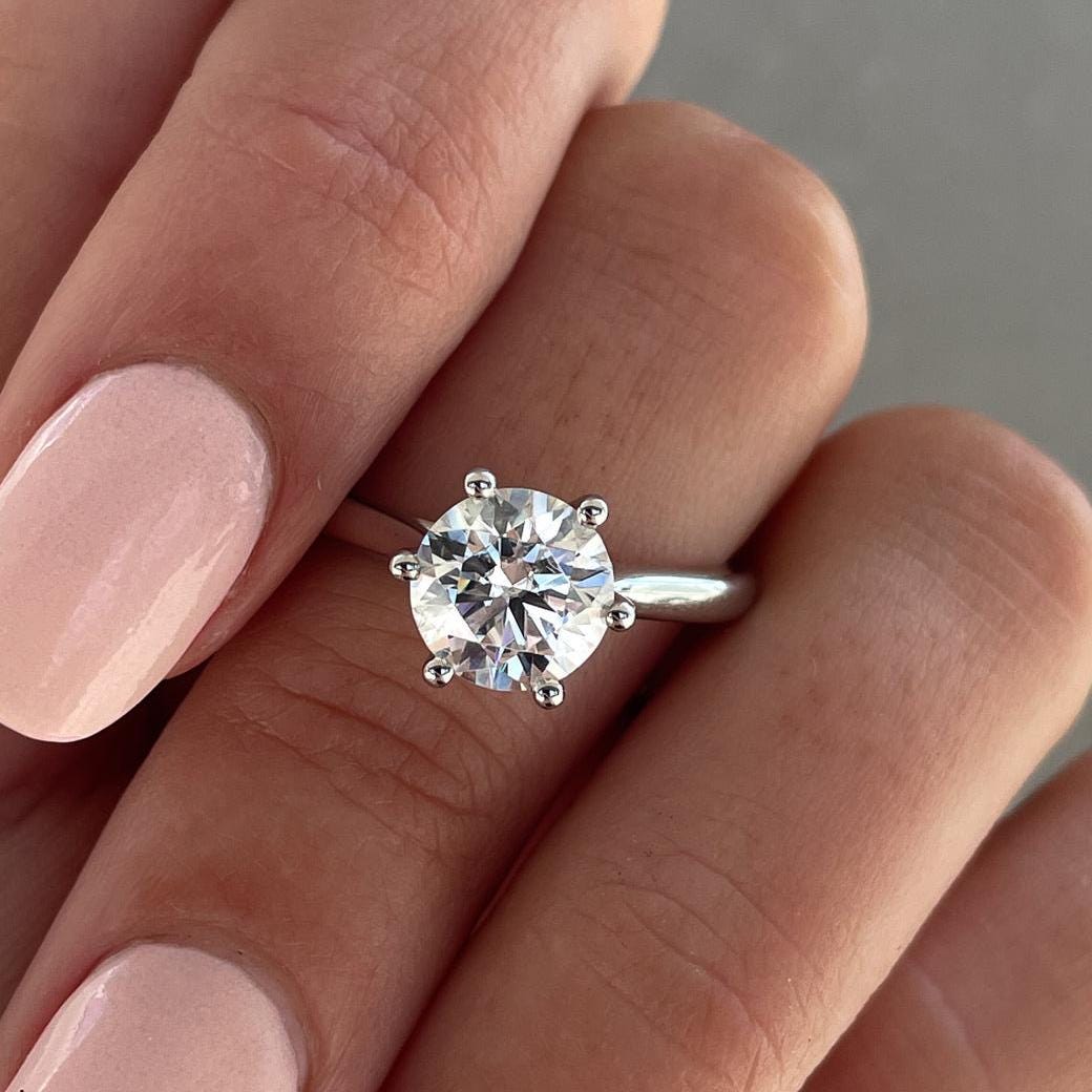 Round 2.00ct Lab Grown Diamond Cathedral Solitaire Engagement ring, DEF Color, VVS - VS Clarity